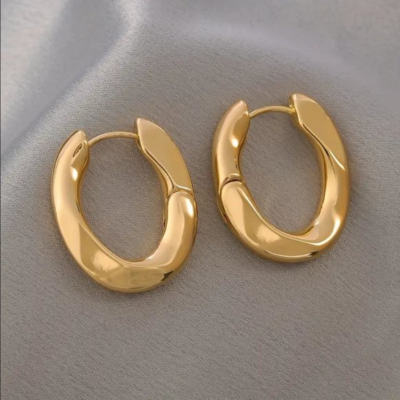 14K Gold Womens Twisted Hoop Earrings Ladies Hoops 14 Karat Wavy Twist Jewelry